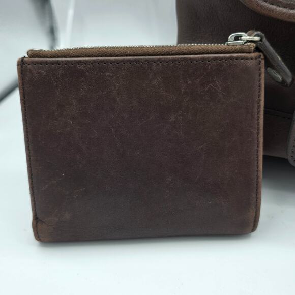 Coach 9960 Vintage Brown Leather Daypack Backpack Turn lock Drawstring & Wallet - Picture 14 of 16